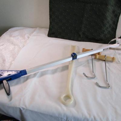 Gofer pickup & reaching tool, Long shoe horn, boot pullers