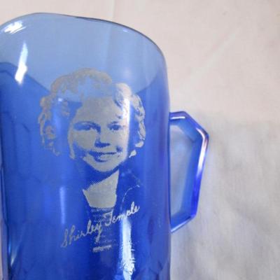Shirley Temple blue glass mini pitcher