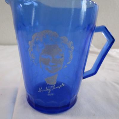 Shirley Temple blue glass mini pitcher