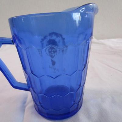 Shirley Temple blue glass mini pitcher