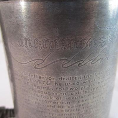 Pewter stein, etched with Declaration of the 13 United States