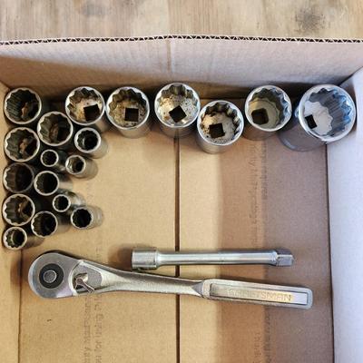 Lot of Tool Sockets Wrenches