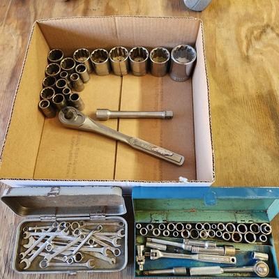Lot of Tool Sockets Wrenches