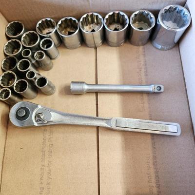 Lot of Tool Sockets Wrenches