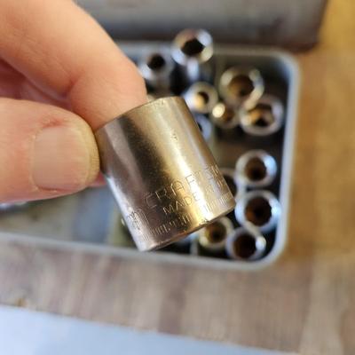 Tool box Loaded with Misc. Tools Sockets Hammer & others