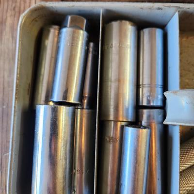 Tool box Loaded with Misc. Tools Sockets Hammer & others