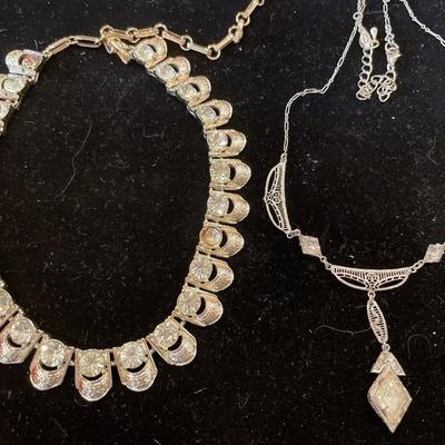 2 vintage rhinestone necklaces