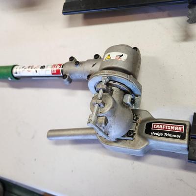 Craftsman Gas Speed Start Weedwacker Trimmer w Attachments Tiller, Hedge trimmer, Chain saw