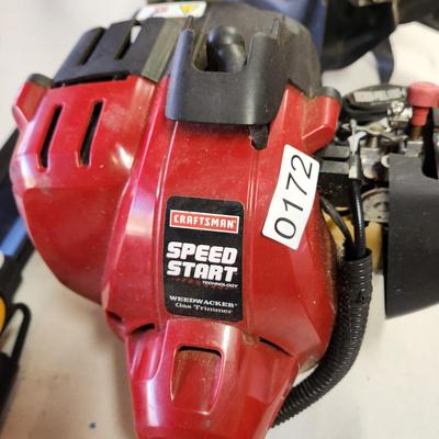 Craftsman Gas Speed Start Weedwacker Trimmer w Attachments Tiller, Hedge trimmer, Chain saw