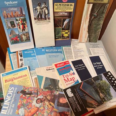 Box of vintage road maps