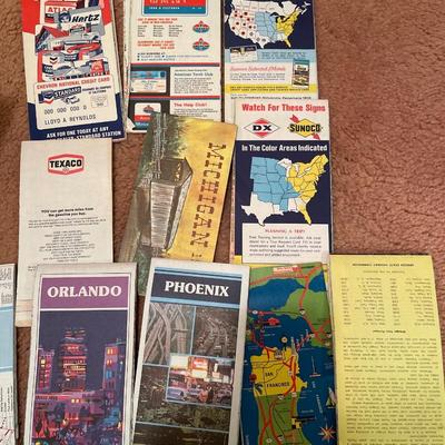 Box of vintage road maps