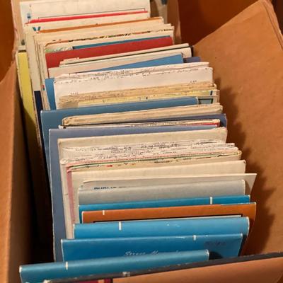 Box of vintage road maps