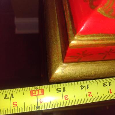 Lacquer Finish Asian Design Storage Box with Stand- Approx 19" x 15 1/2" x 30 1/4" Tall (No Contents Included)