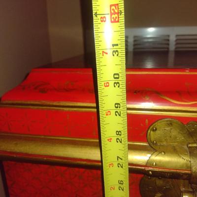 Lacquer Finish Asian Design Storage Box with Stand- Approx 19" x 15 1/2" x 30 1/4" Tall (No Contents Included)