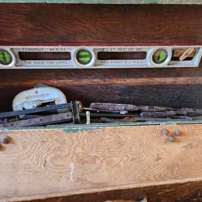 Vintage Wooden Tool Box w Tools