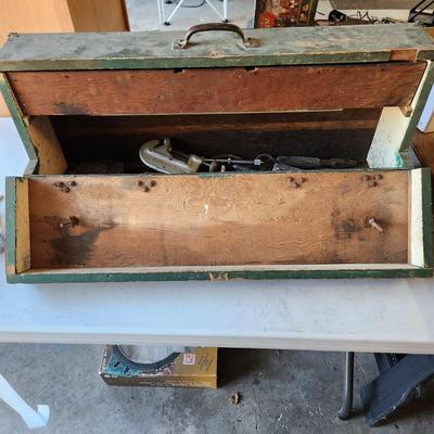 Vintage Wooden Tool Box w Tools