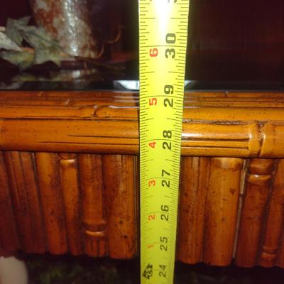 Bamboo Design Sofa Table with Beveled Glass Top- Approx 59 3/4" x 18 3/4" x 29" Tall (No Contents Included)