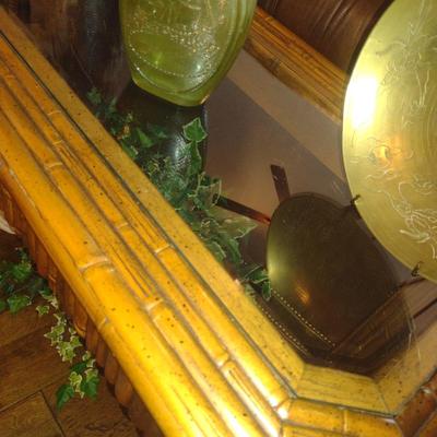 Bamboo Design Sofa Table with Beveled Glass Top- Approx 59 3/4" x 18 3/4" x 29" Tall (No Contents Included)