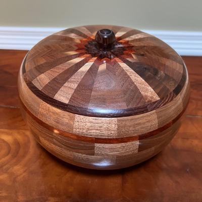 Dave Beyer Walnut, Bloodwood & Cocobola ‘Mariners Compass’ Hand-Turned Wood Bowl (GB2-RG)
