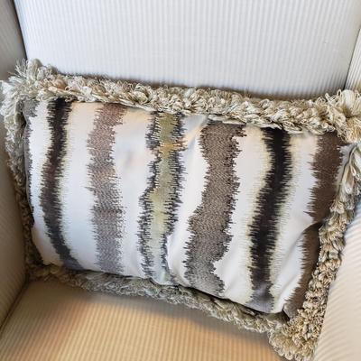 White Satin Striped Wing Back Chair (L-KD)