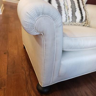 White Satin Striped Wing Back Chair (L-KD)