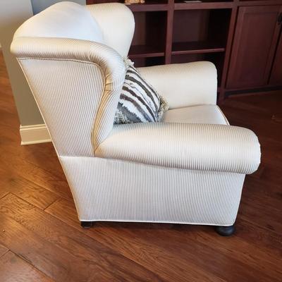 White Satin Striped Wing Back Chair (L-KD)