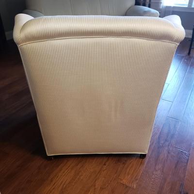 White Satin Striped Wing Back Chair (L-KD)