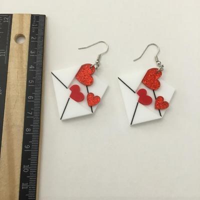 Fun, acrylic, love letter, dangle earrings