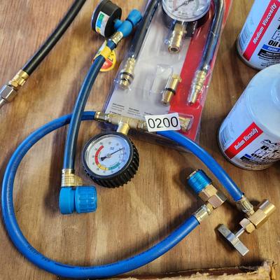 Compression Tester, Air Hose , R134A Refrigerant cans part filled