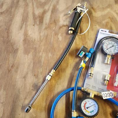 Compression Tester, Air Hose , R134A Refrigerant cans part filled