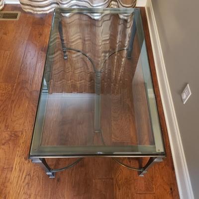 Glass Top Metal Coffee Table (L-KD)
