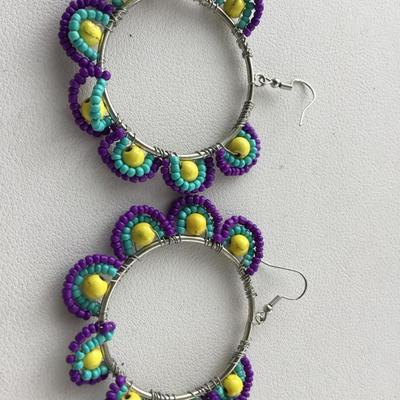 Purple and blue fashion hoop earrings