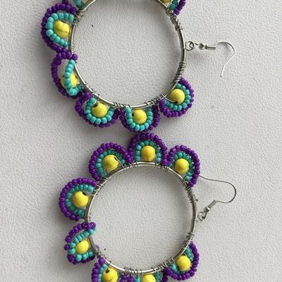 Purple and blue fashion hoop earrings