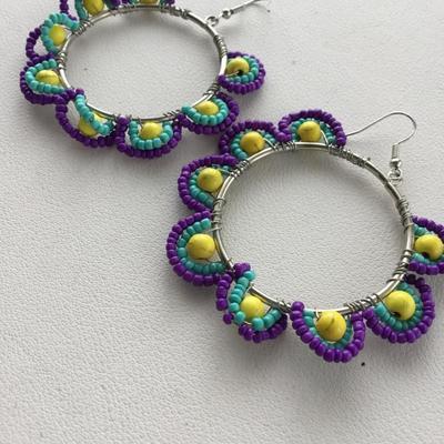 Purple and blue fashion hoop earrings