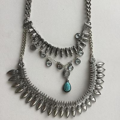 Unmarked beautiful statement three layer necklace