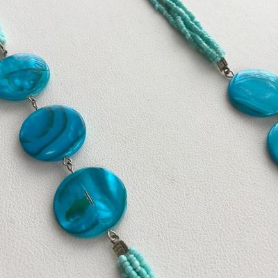 Beautiful blue beaded fashion necklace