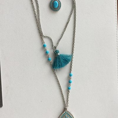 Beautiful marked statement three layer necklace