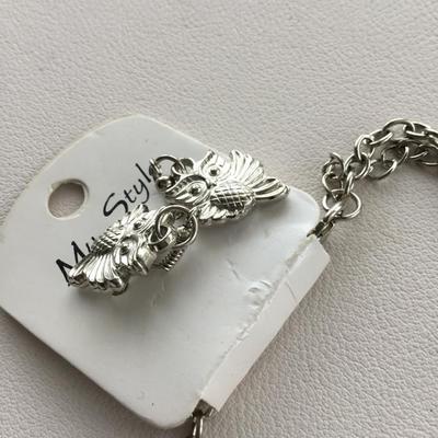 Owl fashion necklace with matching earrings