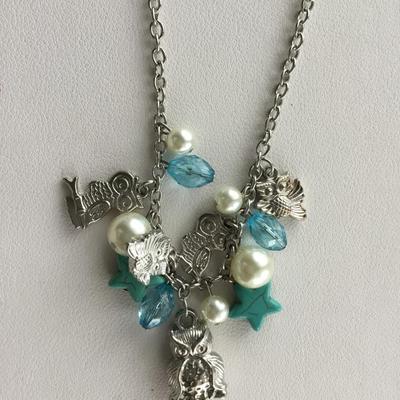 Owl fashion necklace with matching earrings