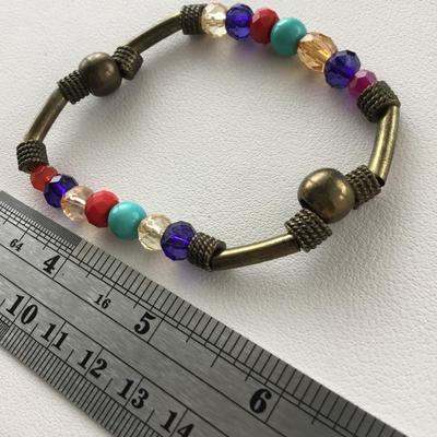 Gold tone stretchy colorful bracelet