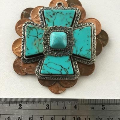 Handmade vintage penny brooch