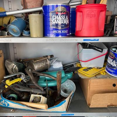 Metal cabinet full of items
