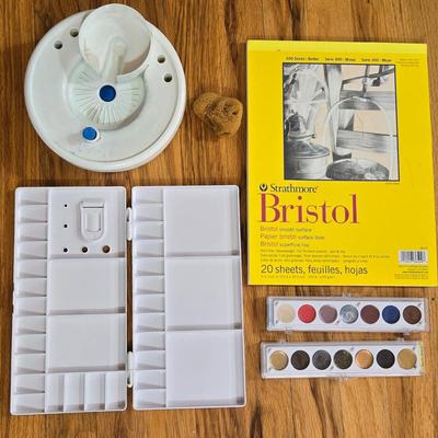 Watercolor Sets, Palette, Pad, and Fresh Water Rinse Well