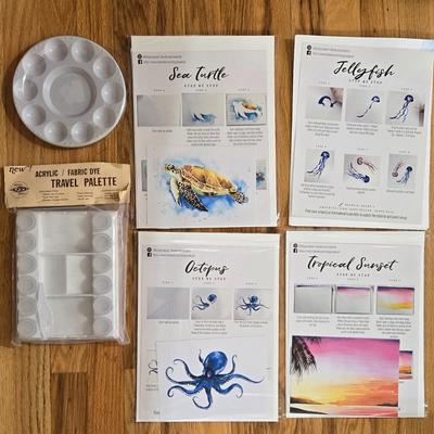 (4) Watercolor Step by Step Sets and (2) Palettes