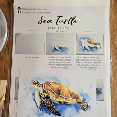 (4) Watercolor Step by Step Sets and (2) Palettes
