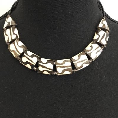 Vintage wood, inlaid, choker