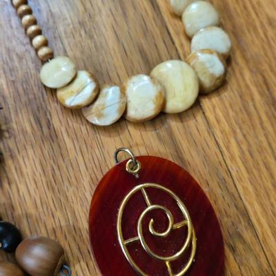 Vintage African Bead and Bone Necklaces Lot