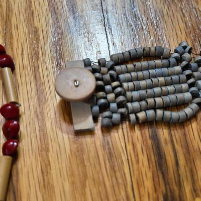 Vintage African Bead and Bone Necklaces Lot