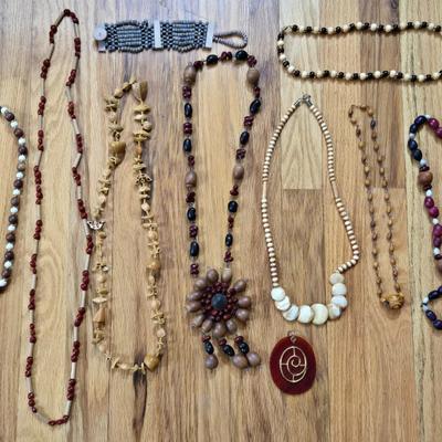 Vintage African Bead and Bone Necklaces Lot
