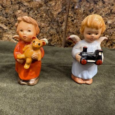 2 HUMMELS LITTLE GIRL ANGEL WITH TEDDY BEAR and #237 ANGEL TRAIN - TMK-6